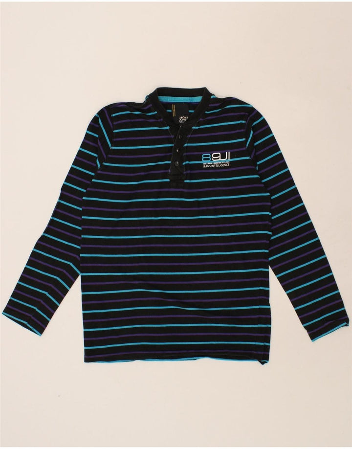 JACK & JONES Mens Top Long Sleeve XL Black Striped Cotton Vintage Jack & Jones and Second-Hand Jack & Jones from Messina Hembry 