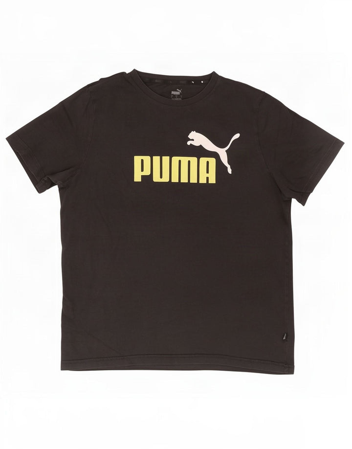 Ανδρικό γραφικό μπλουζάκι Puma, μεγάλο μαύρο βαμβακερό