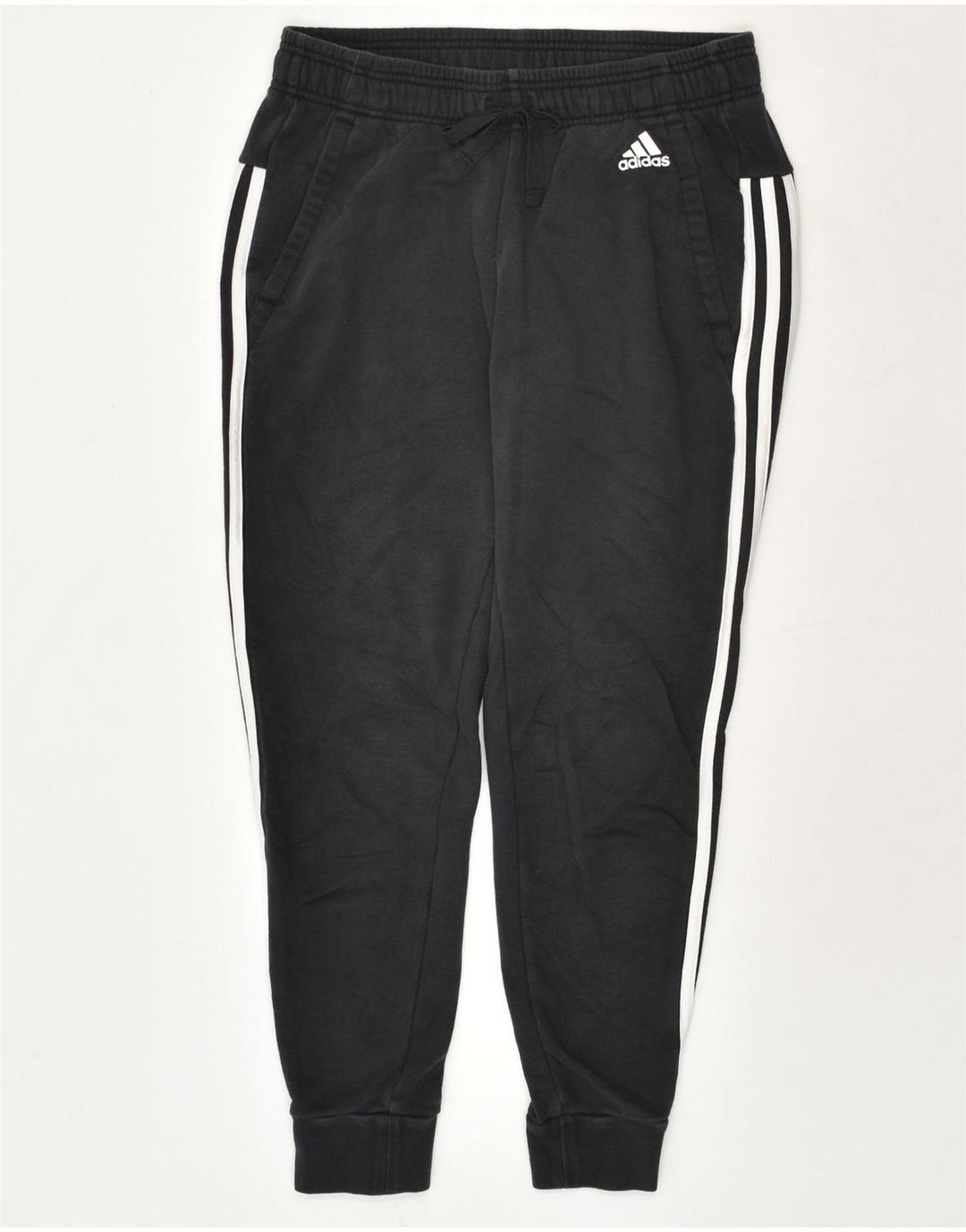 ADIDAS Womens Tracksuit Trousers Joggers UK 8/10 Small Black Cotton | Vintage Adidas | Thrift | Second-Hand Adidas | Used Clothing | Messina Hembry 