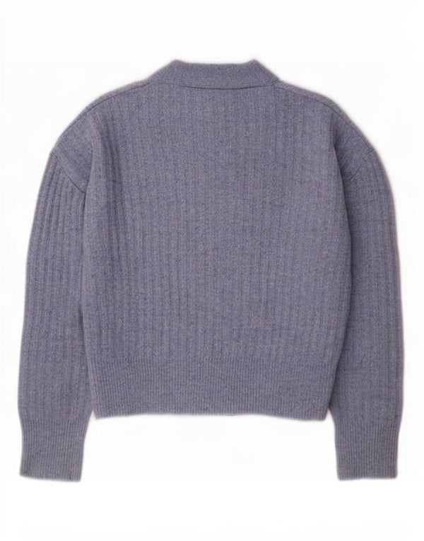 Zara Γυναικείο πουλόβερ ζακέτα υπερμεγέθη UK 10 Small Blue Acrylic