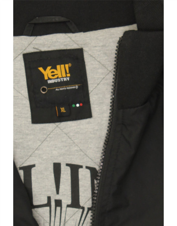 YELL! Mens Bomber Jacket UK 42 XL Black Nylon Vintage Yell! and Second-Hand Yell! from Messina Hembry 