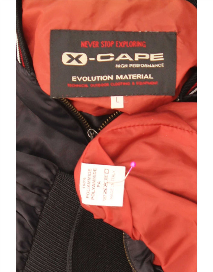 X-Cape Ανδρικό Γραφικό Bomber Jacket UK 40 Μεγάλο Μαύρο Colourblock Πολυαμίδιο
