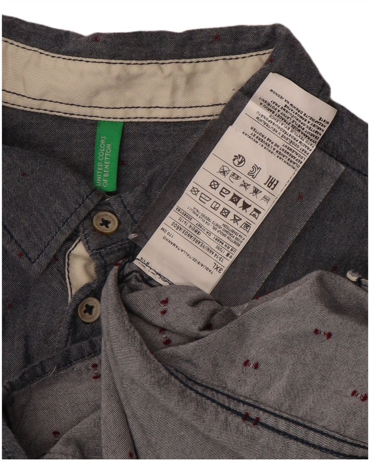 BENETTON Πουκάμισο αγοριών 13-14 ετών 3XL Navy Blue με στίγματα