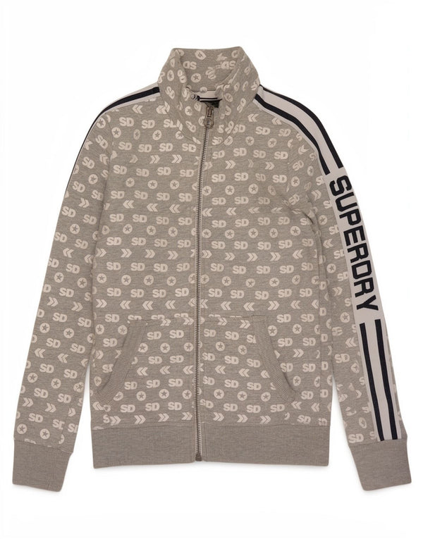 Superdry Γυναικεία φόρμα φόρμας με γραφικά τοπ μπουφάν UK 10 μικρό γκρι βαμβακερό