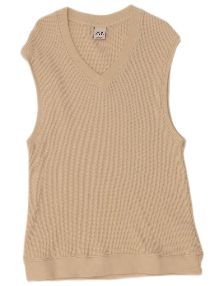 Zara Ανδρικό γιλέκο Tank Top XL Μπεζ βαμβακερό