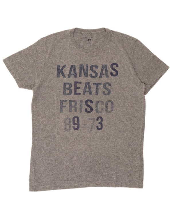 Lee Mens Slim Fit Graphic T-Shirt Top XL Γκρι βαμβακερό