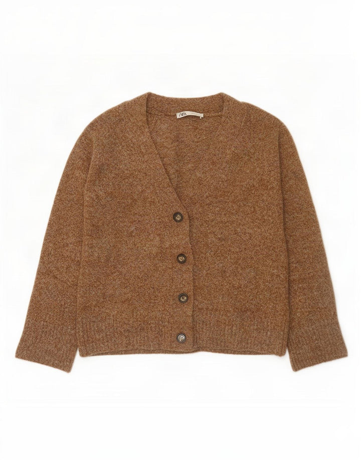 Zara Γυναικείο πουλόβερ με ζακέτα UK 10 Small Brown Polyester