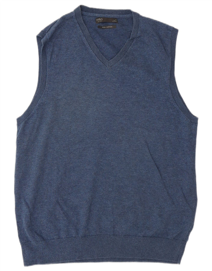 Marks & Spencer Ανδρικό γιλέκο Tank Top Μεσαίο Navy Blue Cotton