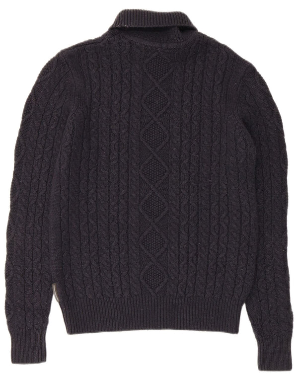 Γυναικείο πουλόβερ γαλλικής σύνδεσης με ρολό λαιμόκοψη UK 10 Small Navy Blue