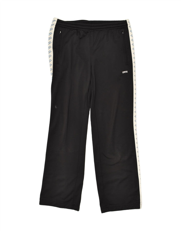 ARENA Womens Tracksuit Trousers UK 14 Large Black Polyester | Vintage Arena | Thrift | Second-Hand Arena | Used Clothing | Messina Hembry 