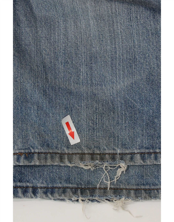 Marks & Spencer Mens Distressed Regular Straight Jeans W36 L31 Μπλε βαμβακερό