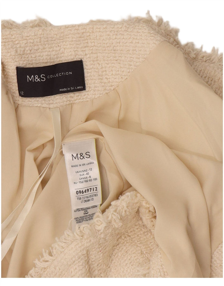 Marks & Spencer Γυναικείο Open Blazer Jacket UK 12 Medium Off White Βαμβακερό