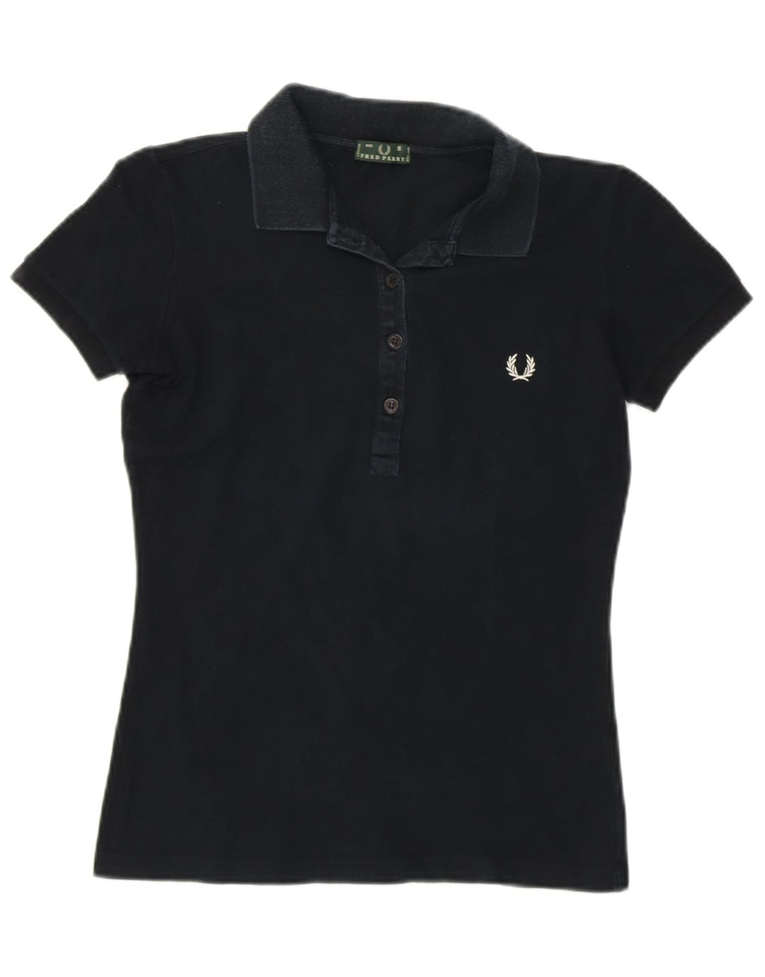 FRED PERRY Γυναικείο πουκάμισο πόλο UK 8 Small μαύρο βαμβακερό