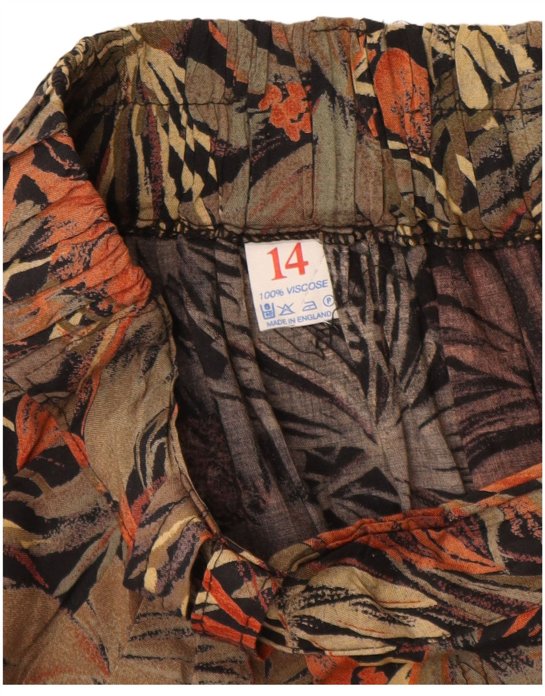 VINTAGE Γυναικεία φούστα Α-γραμμής UK 14 Medium W28 Καφέ φλοράλ βισκόζη