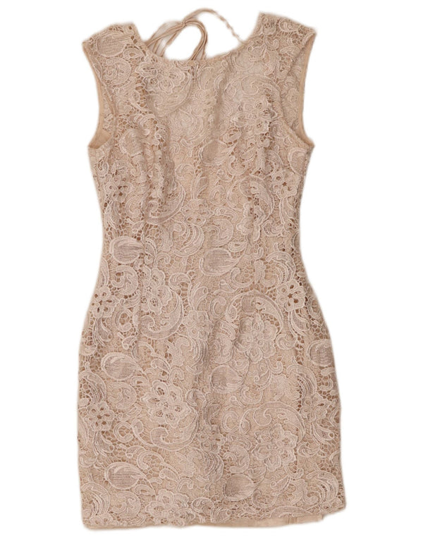 Lipsy γυναικείο αμάνικο φόρεμα με δαντέλα UK 10 Small Beige Paisley