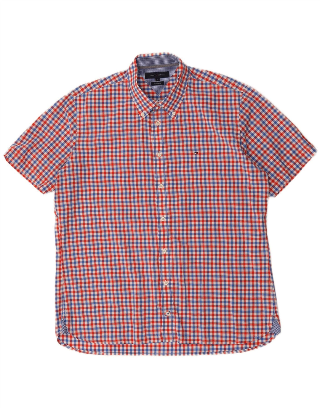 Ανδρικό κοντό μανίκι Tommy Hilfiger πουκάμισο XL Red Gingham