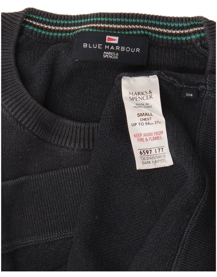 MARKS & SPENCER Ανδρικό φούτερ Μπλε Harbour Jumper Μικρό Navy Blue από βαμβάκι