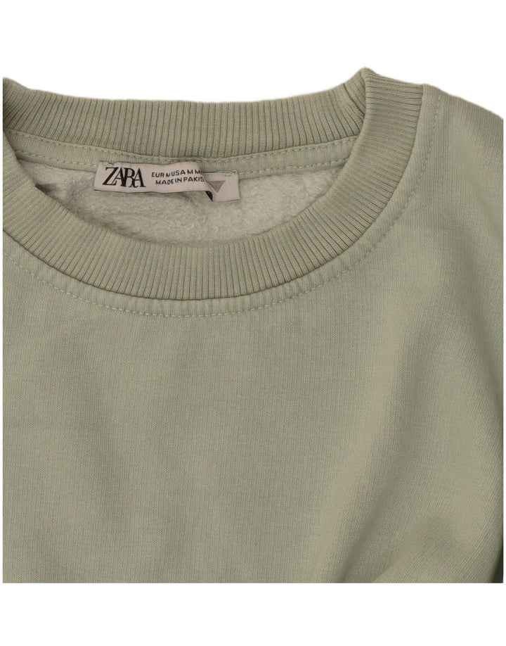 Γυναικεία 3/4 3/4 μανίκια φούτερ ZARA Jumper UK 14 Μεσαίο πράσινο βαμβακερό