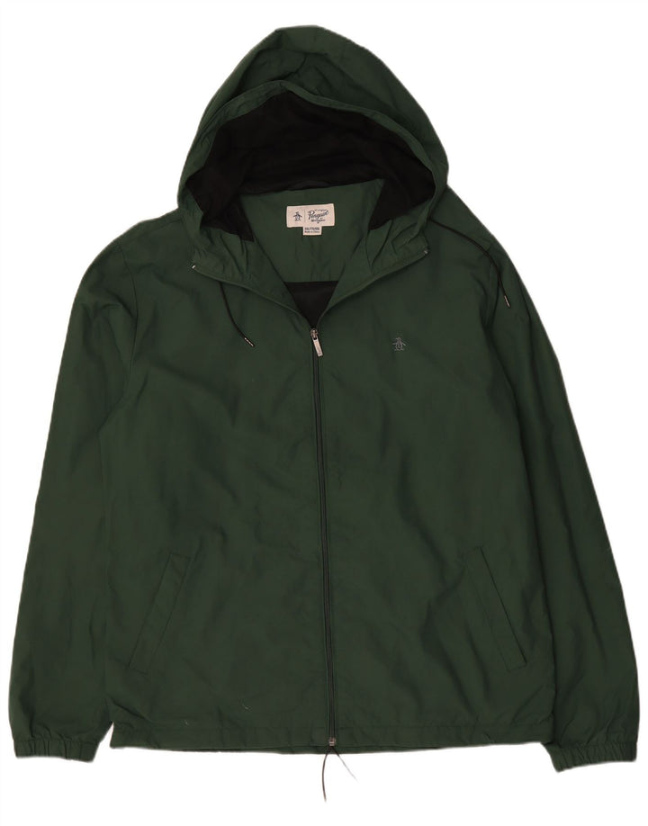 Ανδρικό μπουφάν βροχής με κουκούλα Penguin UK 44 2XL Green Polyamide