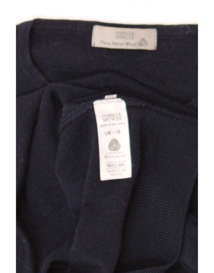 Marks & Spencer Γυναικείο πουλόβερ με λαιμόκοψη UK 12 Medium Navy Blue Wool