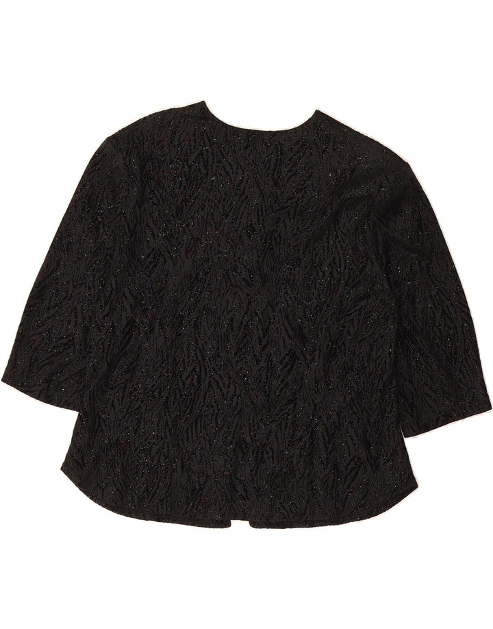 VINTAGE Womens Abstract Pattern 3/4 Sleeve Cardigan Top UK 16 Large Black Vintage Vintage and Second-Hand Vintage from Messina Hembry 