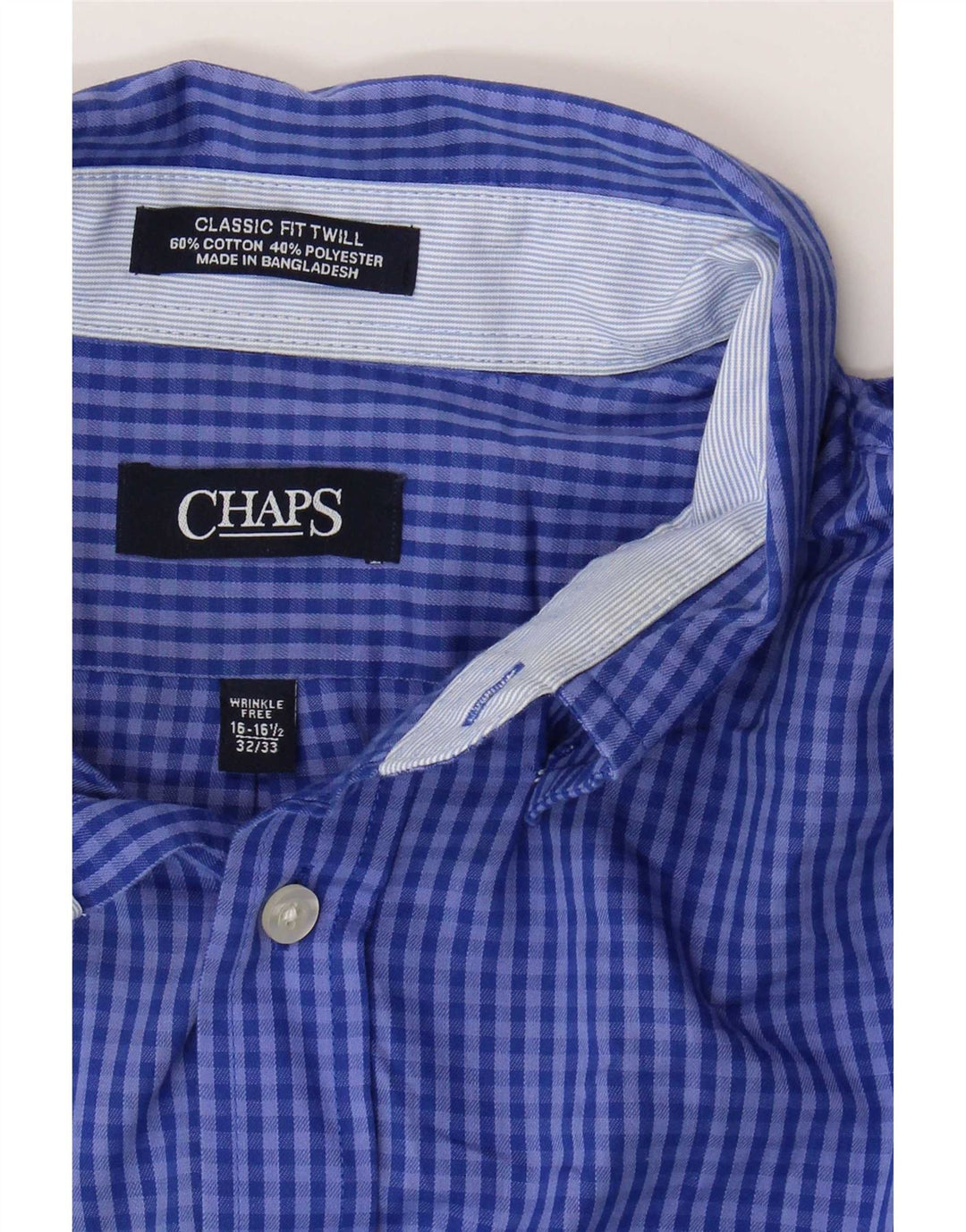 Chaps Ανδρικό πουκάμισο Classic Fit Size 16 16 1/2 Large Blue Gingham Cotton