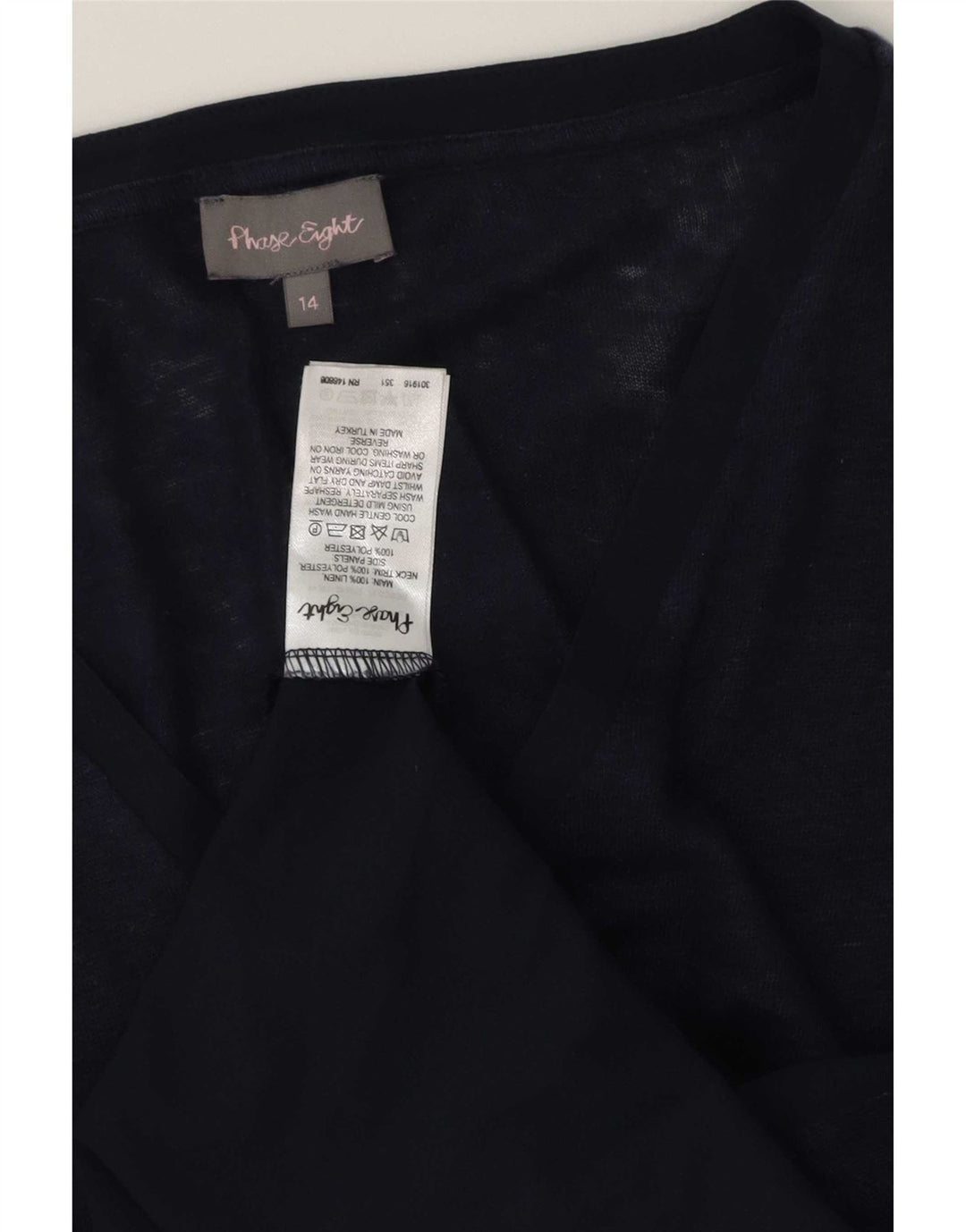 Φάση οκτώ Γυναικείο Τοπ UK 14 Medium Navy Blue Λευκό