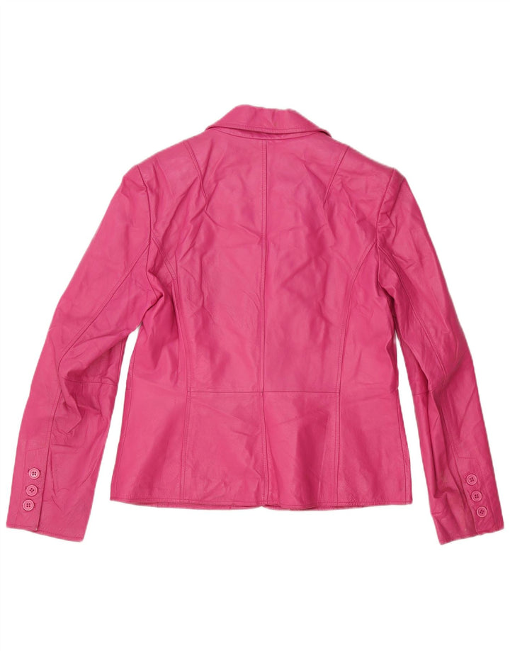 Worthington Γυναικείο δερμάτινο σακάκι με 2 κουμπιά UK 12 Medium Pink Leather
