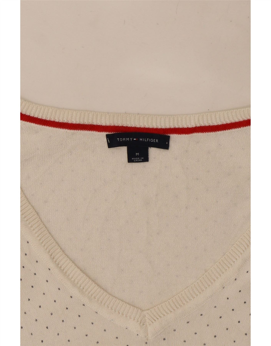 Tommy Hilfiger γυναικείο πουλόβερ με λαιμόκοψη με V λαιμόκοψη UK 12 μεσαία λευκά στίγματα