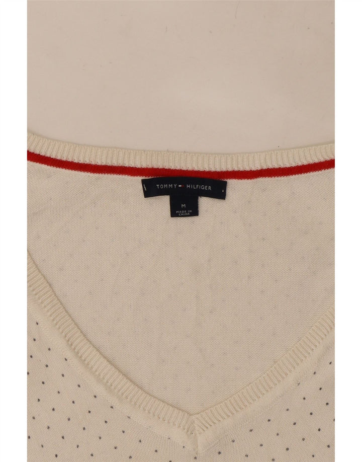 Tommy Hilfiger γυναικείο πουλόβερ με λαιμόκοψη με V λαιμόκοψη UK 12 μεσαία λευκά στίγματα