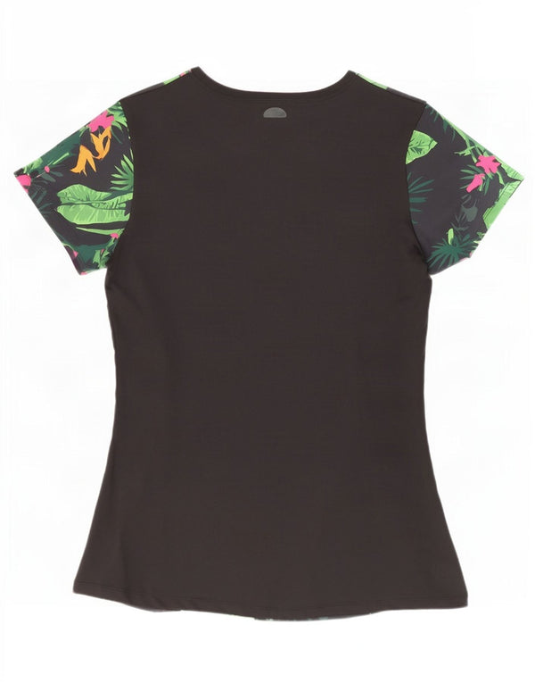 Ellesse Γυναικείο γραφικό T-Shirt Top UK 12 Medium Black Floral Polyester