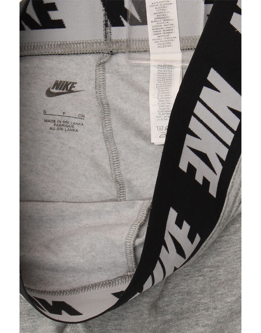 NIKE Womens Graphic Leggings Small  Grey Cotton