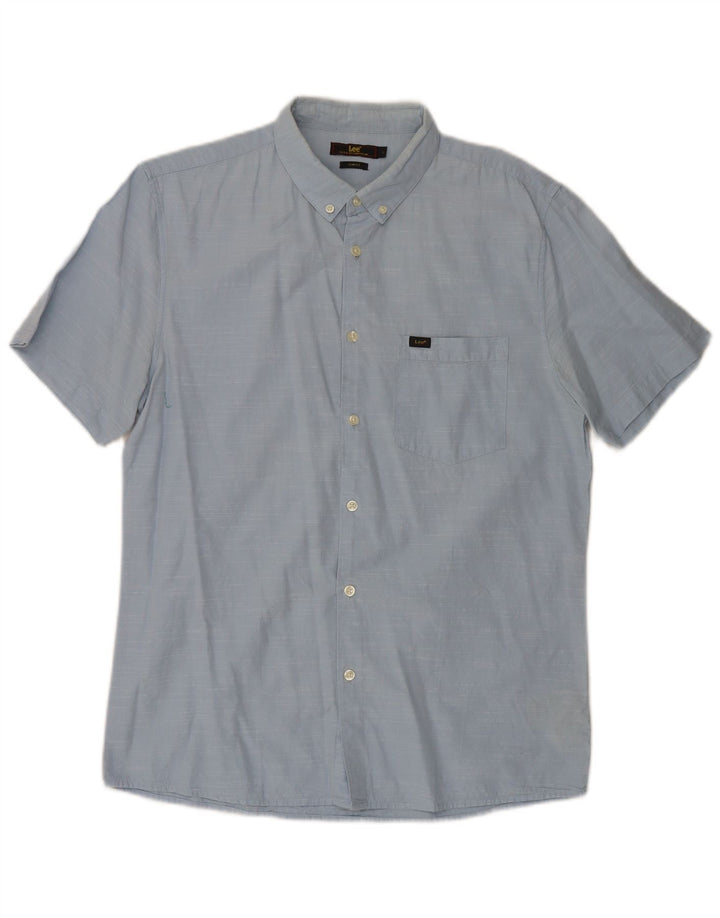 Lee Ανδρικό κοντομάνικο πουκάμισο Slim Fit μεγάλο μπλε βαμβακερό
