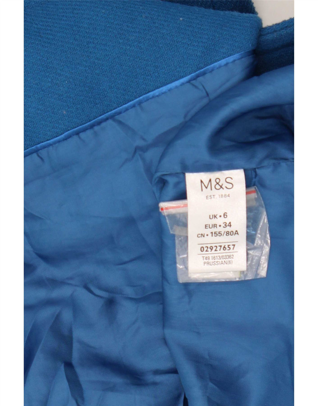 Marks & Spencer Γυναικείο παλτό με διπλό στήθος UK 6 XS Blue Polyester