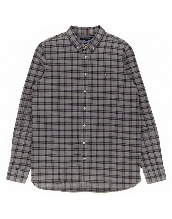 Tommy Hilfiger Ανδρικό φανελένιο πουκάμισο Slim Fit 2XL Grey Check Cotton