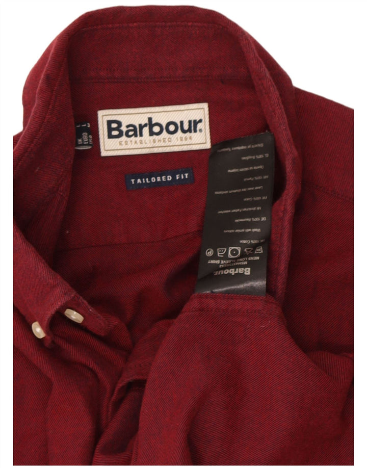 Ανδρικό πουκάμισο Barbour Tailored Fit, μεγάλο μπορντό βαμβακερό