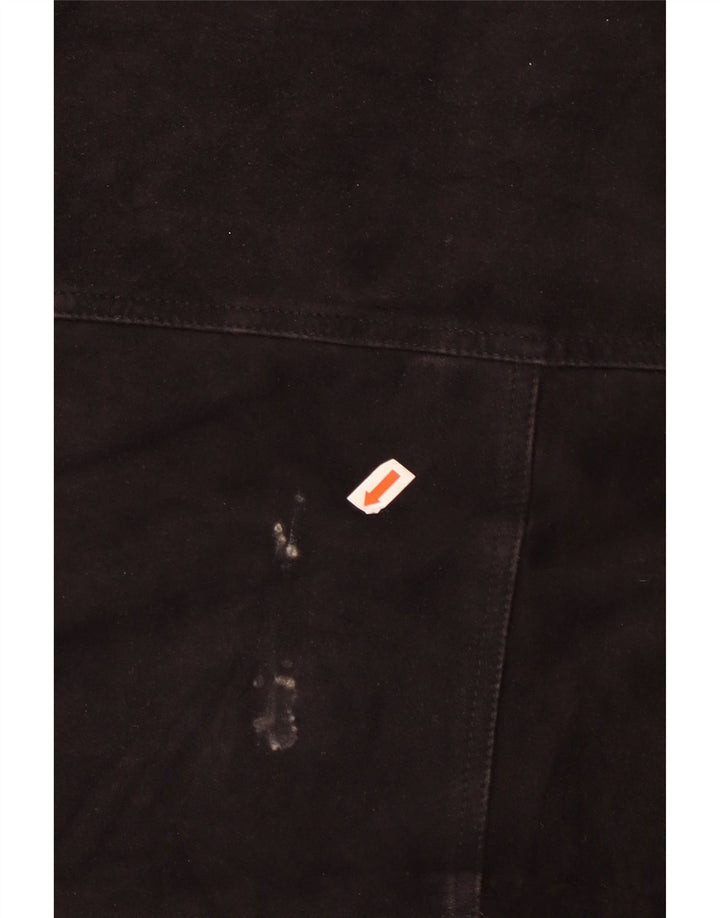 MABRUN Mens Suede Bomber Jacket IT 56 3XL Black Leather