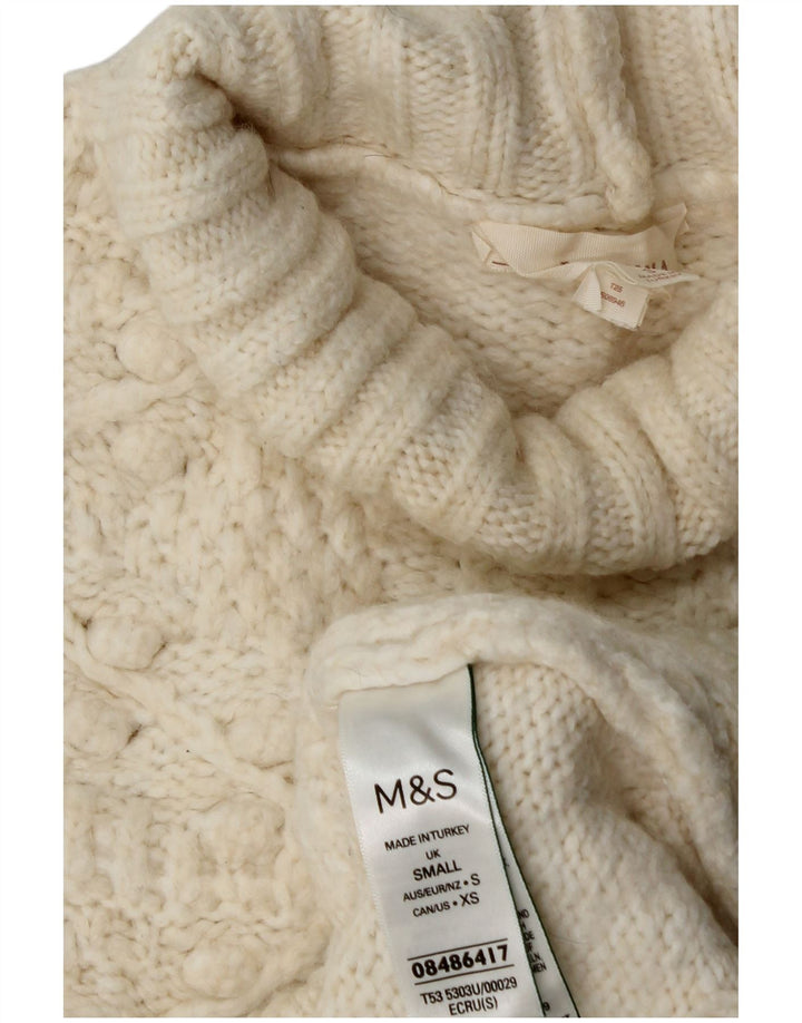 Marks & Spencer Γυναικείο πουλόβερ με ρολό λαιμόκοψη UK 10 Small Off White
