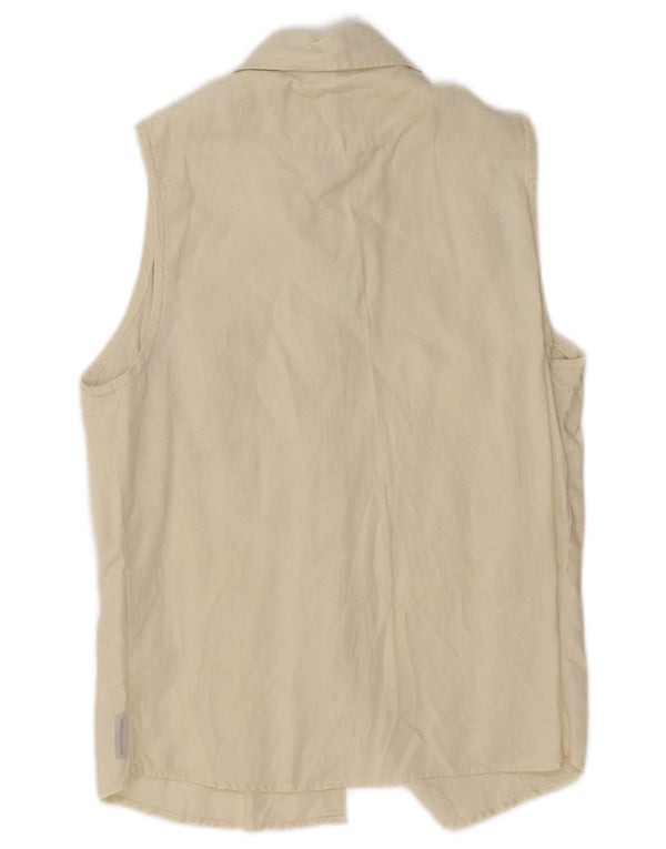 Calvin Klein Jeans Γυναικείο Αμάνικο Πουκάμισο UK 12 Medium Beige Λινά