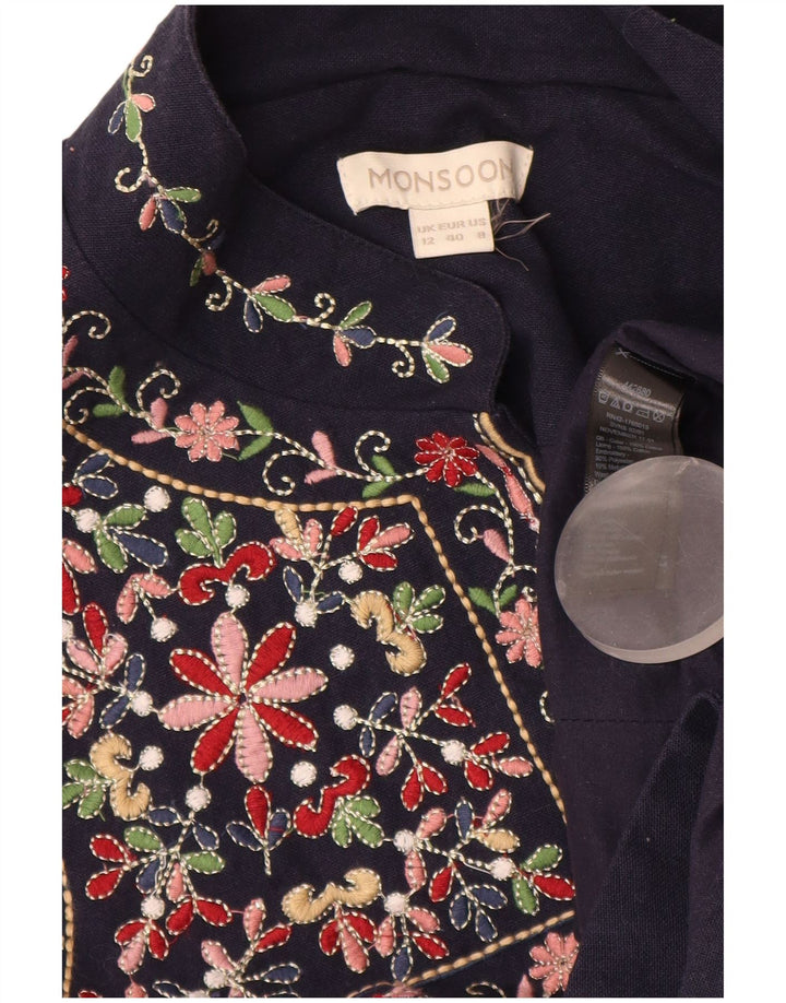 Γυναικείο πουκάμισο MONSOON Μπλούζα UK 12 Medium Navy Blue Floral Βαμβακερό
