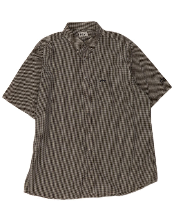 PRINGLE Ανδρικό κοντομάνικο πουκάμισο XL μαύρο βαμβακερό Gingham