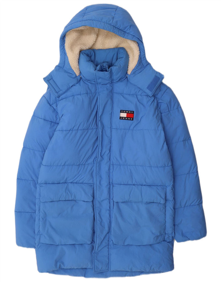 Tommy Hilfiger Ανδρικό παλτό με κουκούλα UK 36 Small Blue Polyamide