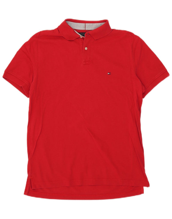Tommy Hilfiger Ανδρικό πουκάμισο Polo με κανονική εφαρμογή, μεσαίο κόκκινο
