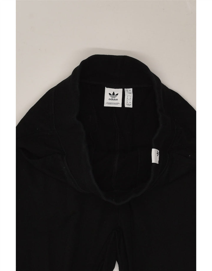 ADIDAS Womens Crop Tracksuit Trousers UK 8 Small Black Cotton | Vintage Adidas | Thrift | Second-Hand Adidas | Used Clothing | Messina Hembry 
