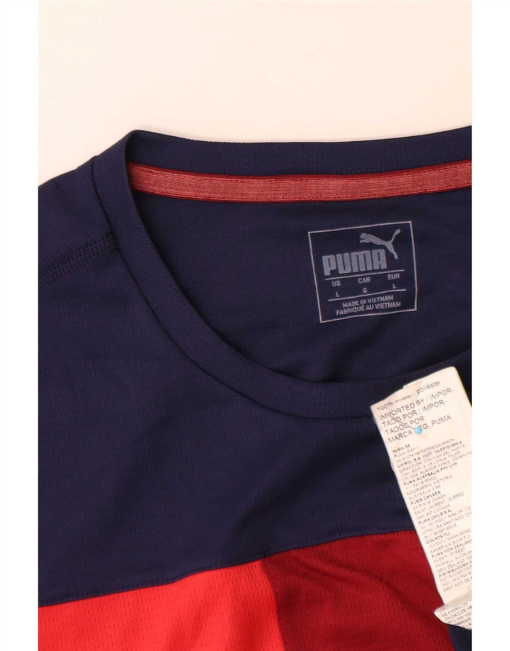 Ανδρικό T-Shirt Puma Top Large Navy Blue Colorblock Πολυεστέρας