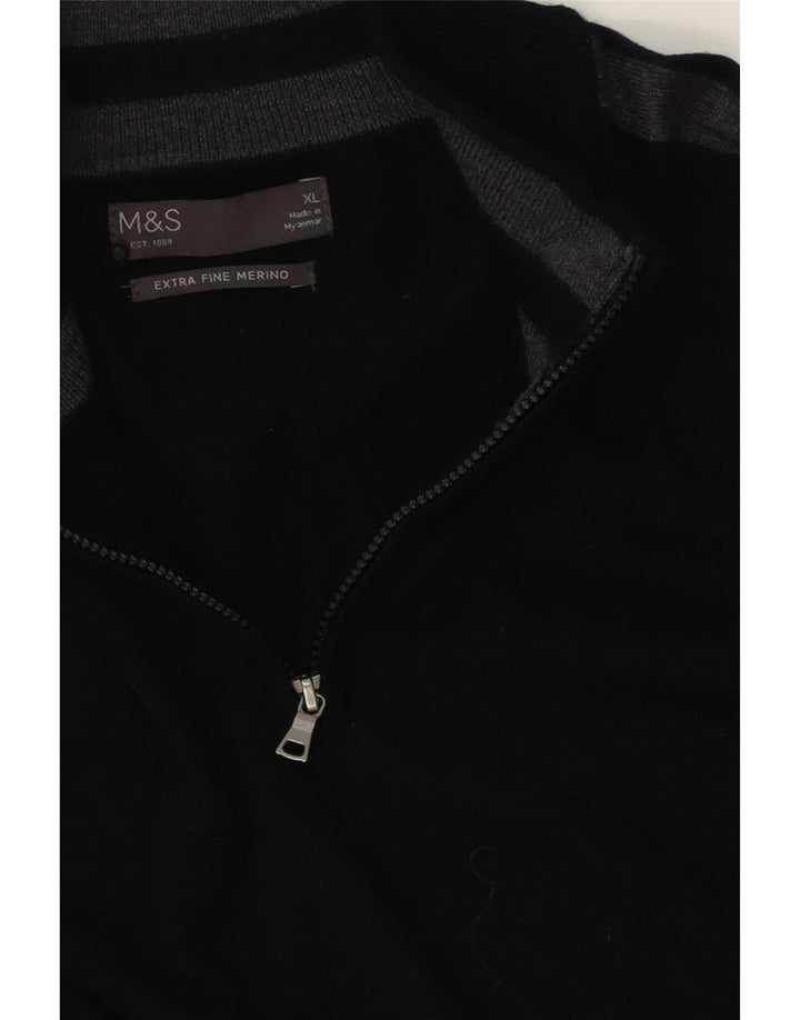 Ανδρικό πουλόβερ με φερμουάρ Marks & Spencer XL Black Colourblock