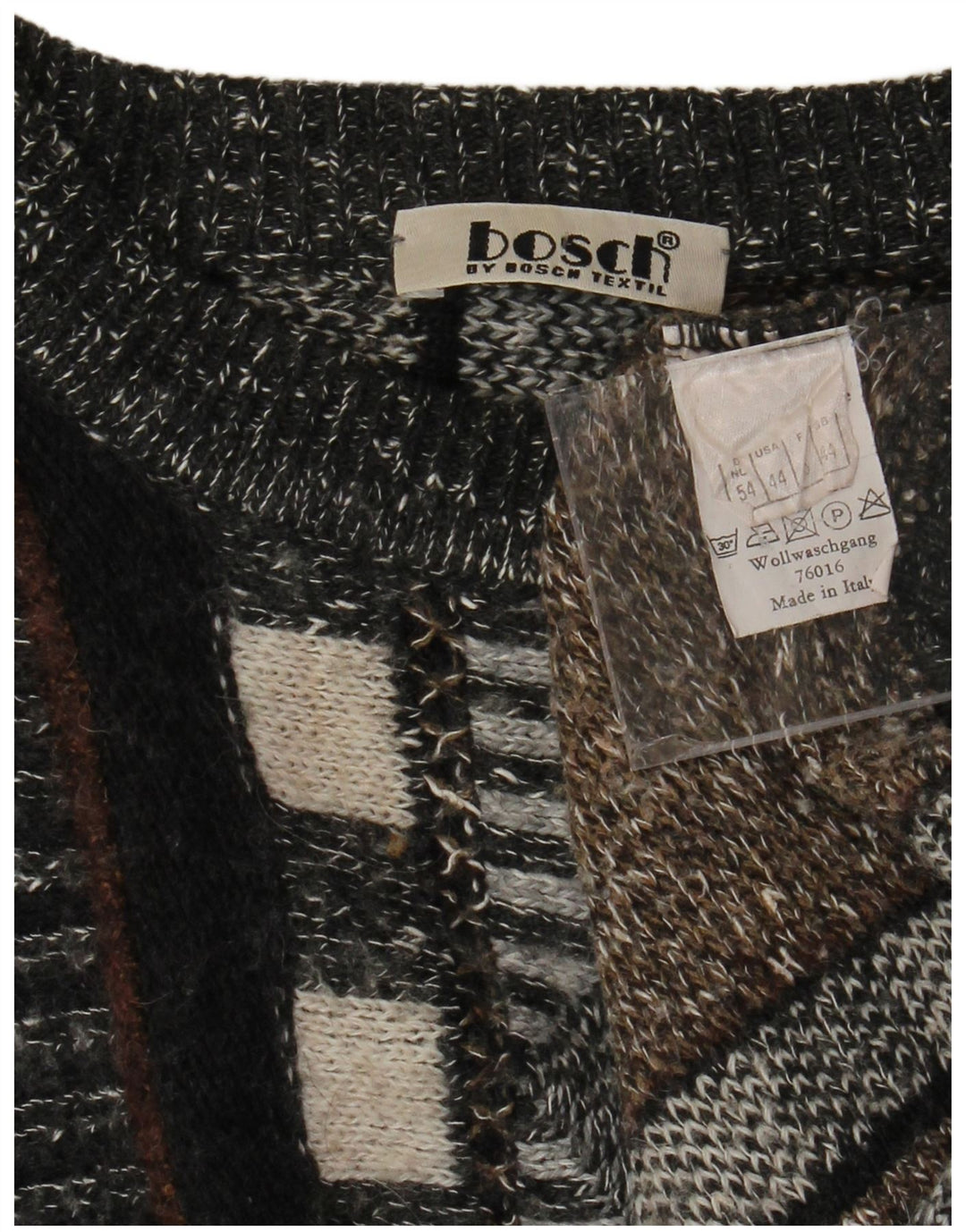 VINTAGE Ανδρικό πουλόβερ με λαιμόκοψη UK 44 XL πολύχρωμο ριγέ