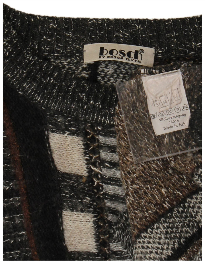 VINTAGE Ανδρικό πουλόβερ με λαιμόκοψη UK 44 XL πολύχρωμο ριγέ