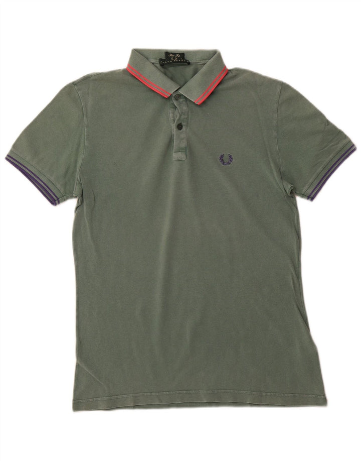 FRED PERRY Ανδρικό πουκάμισο Polo Slim Fit Μικρό πράσινο βαμβακερό