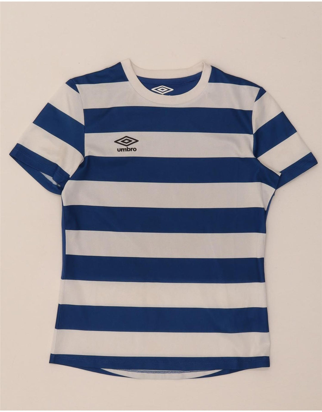 T-Shirt Umbro Boys Top 9-10 ετών Μεσαίο μπλε ριγέ πολυεστέρα